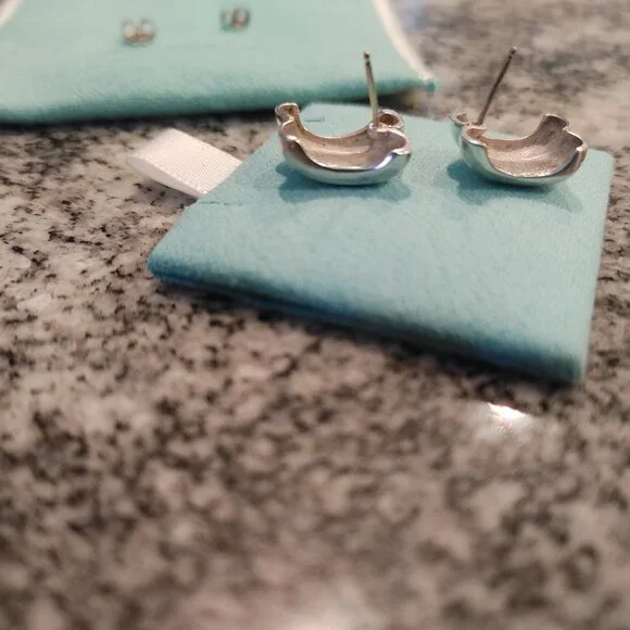 Tiffany & Co. Sterling Silver and 14K Yellow Gold Rope Stud Earrings with pouch - Picture 10 of 16